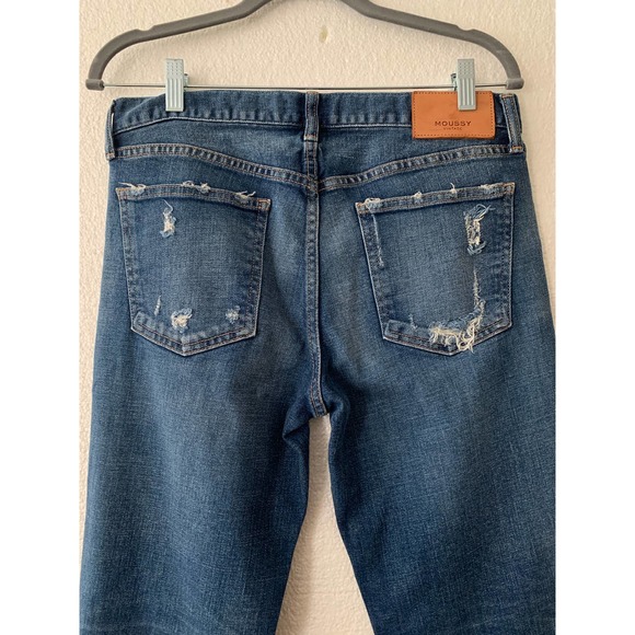 Moussy Womens Straight Leg Jeans Blue Distressed Medium Wash Mid Rise Japan 29 - Picture 4 of 6